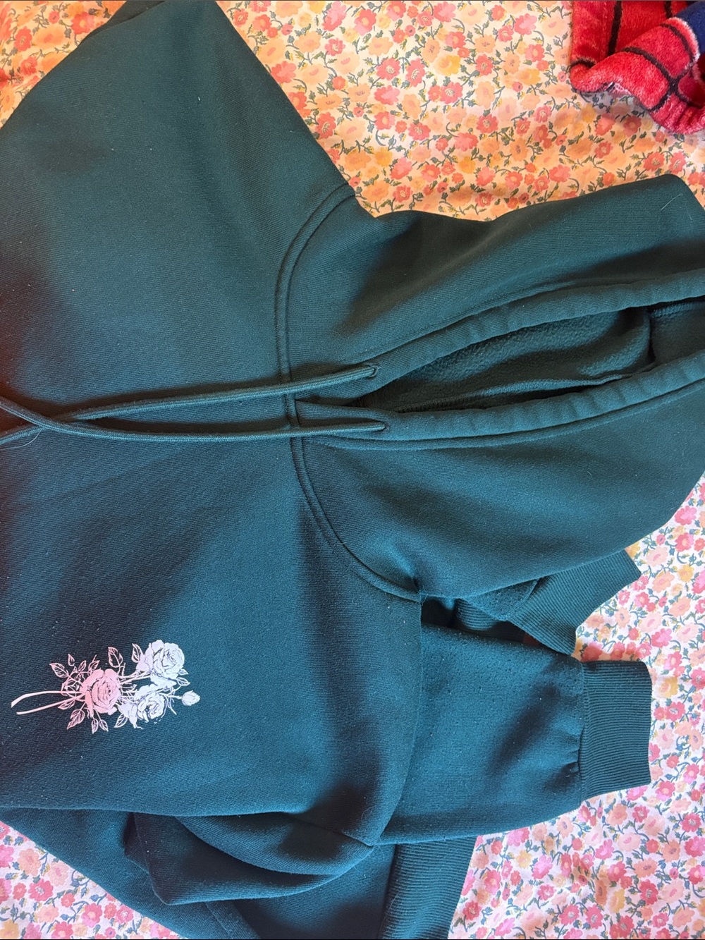 Kids Green Floral Graphic Hoodie - Unbranded